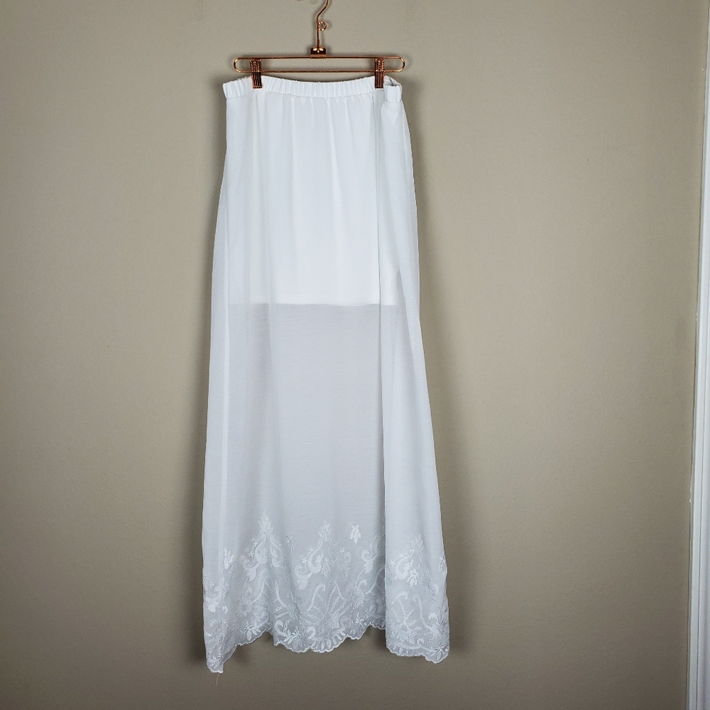 Candies White Long Skirt with White Embroidery